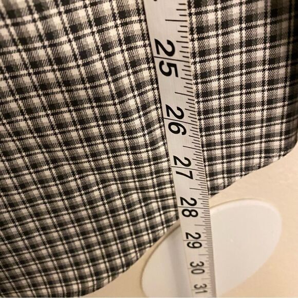 Banana Republic non iron tailored slim fit black Checked plaid button up shirt M - Picture 7 of 9
